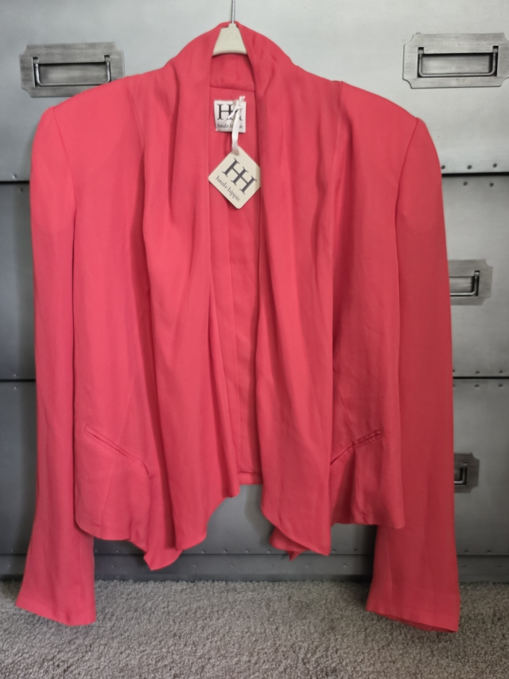 NWT 'Sample' Haute Hippie 100% Silk Open-Front Cropped Draped Blazer XS